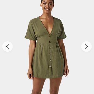 Halara Front Button Deep V Neck Mini Dress